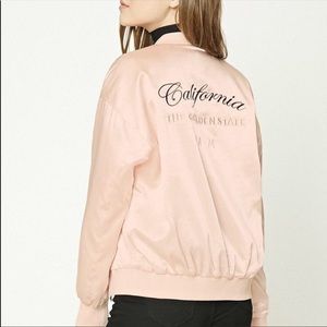 Pink Satin Bomber Jacket